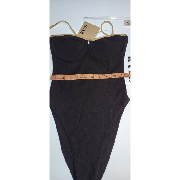 SAME Los Angeles Swim Womens One Piece Underwire Faux Suede Black XS, S,M - Picture 3 of 5